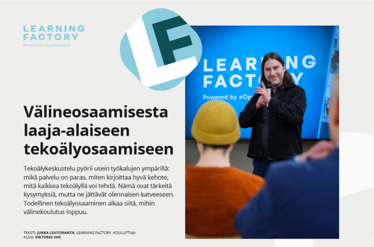 Välineosaamisesta laaja-alaiseen tekoälyosaamiseen